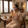Asthma Patient using Fit&Wise Portable Oxygen Can to catch a breath to feel better