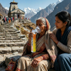 Elderly women using Fit&Wise Portable Oxygen Can